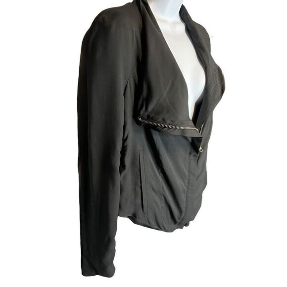 Helmut Lang Womens Asymmetrical Shawl Collar Moto Style Jacket Black Size Medium - Picture 2 of 11